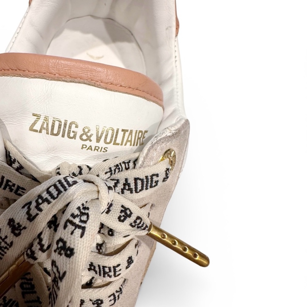 Zadig & Voltaire White and Gold Accent Sneakers - Picture 14 of 15